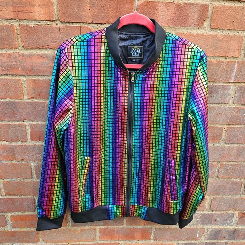 Herren JOGAL Mehrfarbig Metallic Jacke MEDIUM Rainbow Pride Damen Unisex