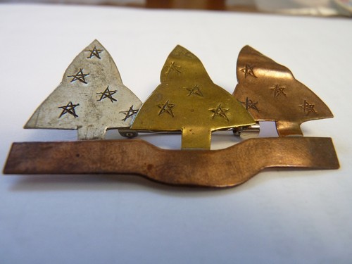 Artisan Mixed Metals Tri Color Starry Night Christmas Tree Pin Brooch - Picture 2 of 3