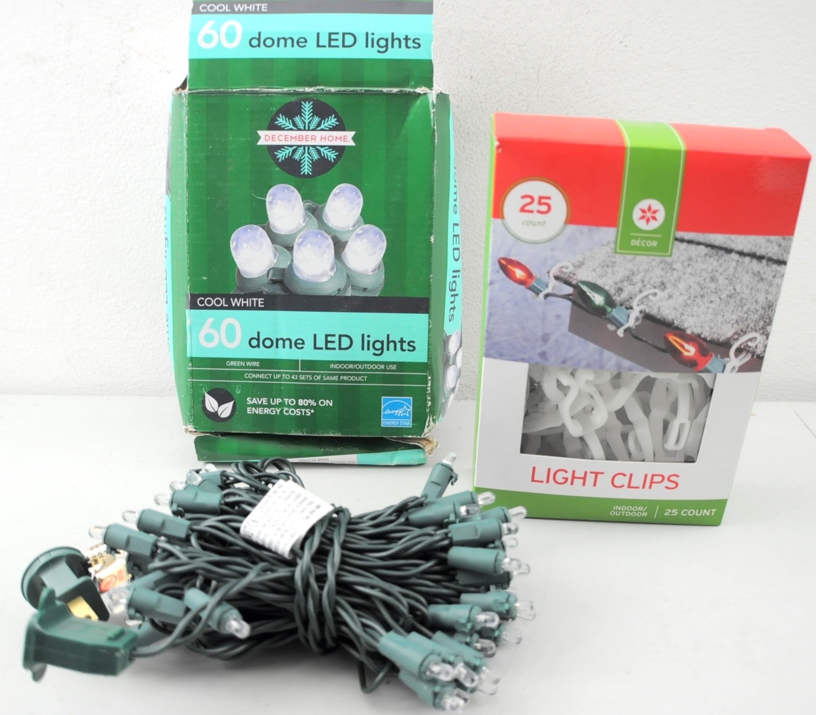 60 LED Dome Christmas Lights w/ 25 Free Clips! eBay