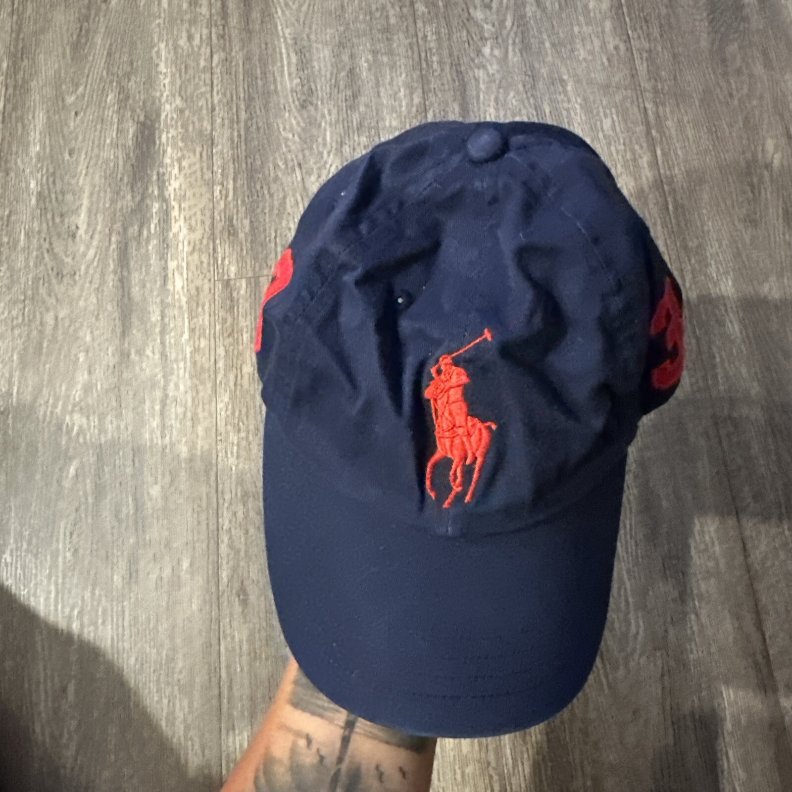 Cappello Polo Ralph Lauren Rosso Navy #3 Big Pony Berretto Cinghia Regolabile