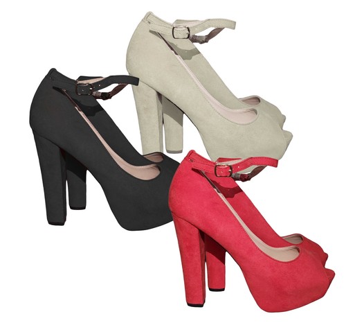 Scarpe Donna Sandali Camoscio Tacco Largo Alto 13,5 cm Plateau Decollete |  eBay