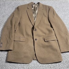 Jos. A. Bank Blazer Mens 41 LG Brown Camel Hair Lined Button Jacket Sport Coat