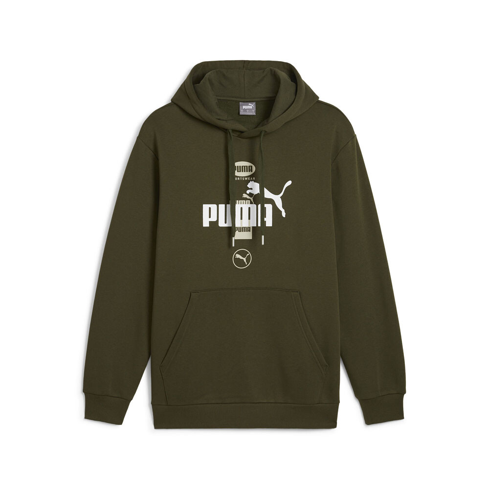 Мужская повседневная верхняя одежда с капюшоном Puma Power Graphic Hoodie зеленого цвета 68174170