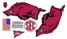 ARKANSAS RAZORBACKS Football Helmet Decals Full Size as pictured 8 mil convex