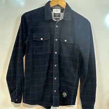 Quicksilver Boy's Long Sleeve Snap Up Shirt Large Fleece 100 Polyester Blue