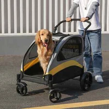 Dog Stroller Ultra-large 4 Wheels Pet Jogger Wagon Foldable Cart Travel Trolley