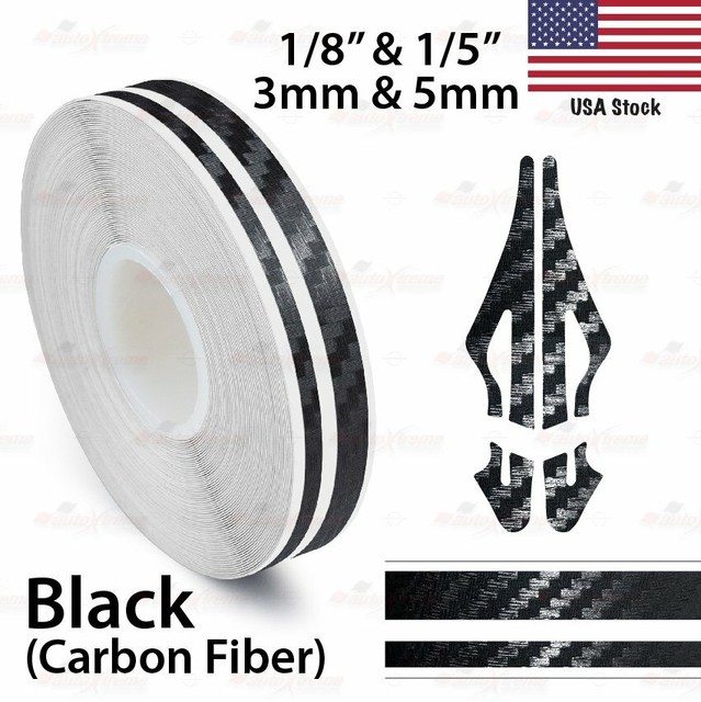 CARBON FIBER BLACK 9/16" PINSTRIPE Car Pinstriping Dual TAPE Vinyl