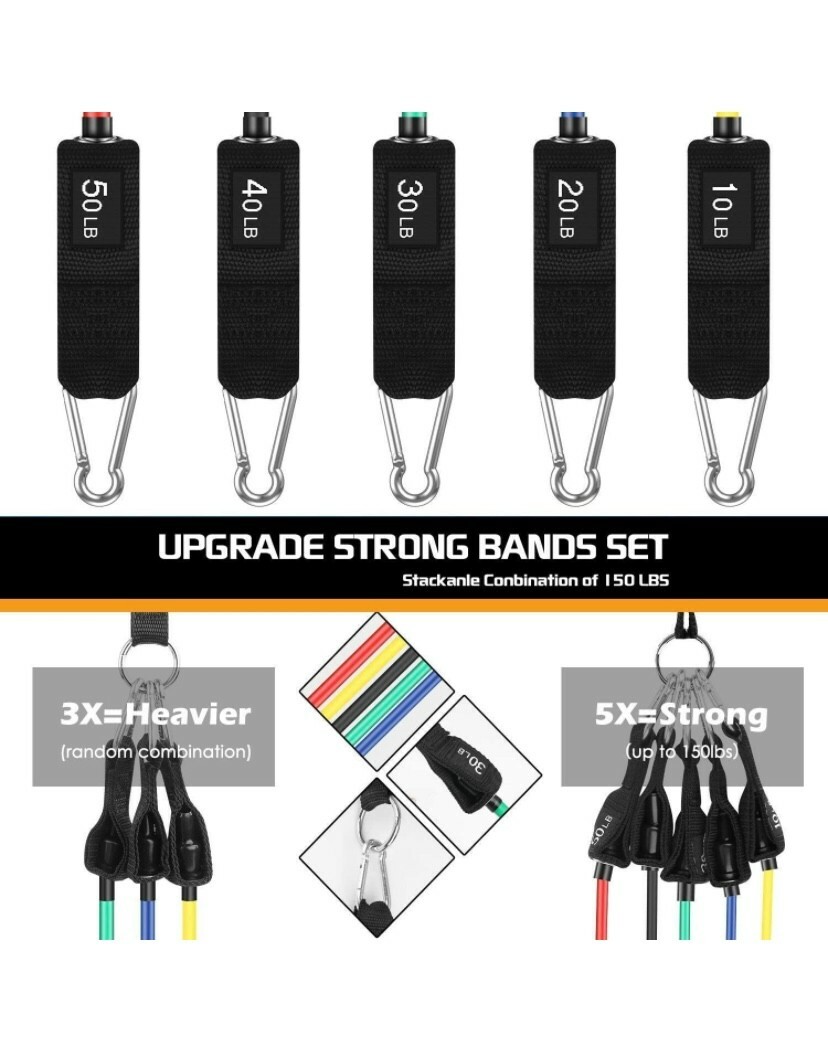 exercise bands, veick brand, multicolor, full package, 5 levels exercise bands.