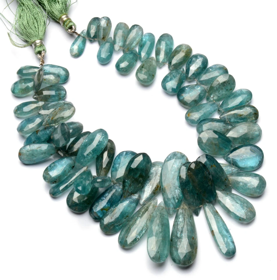 Rara gema aguamarina cianita facetada pera briolette 13x7 a 30x11 mm cuentas 10" hilo Foto 3 de 4