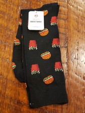 Burger  Fries Fast Food Men's Socks Black Novelty NWT