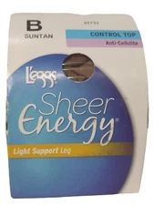 L'eggs Sheer Energy Control Top Anti-Cellulite Leg Pantyhose, B Suntan 91731