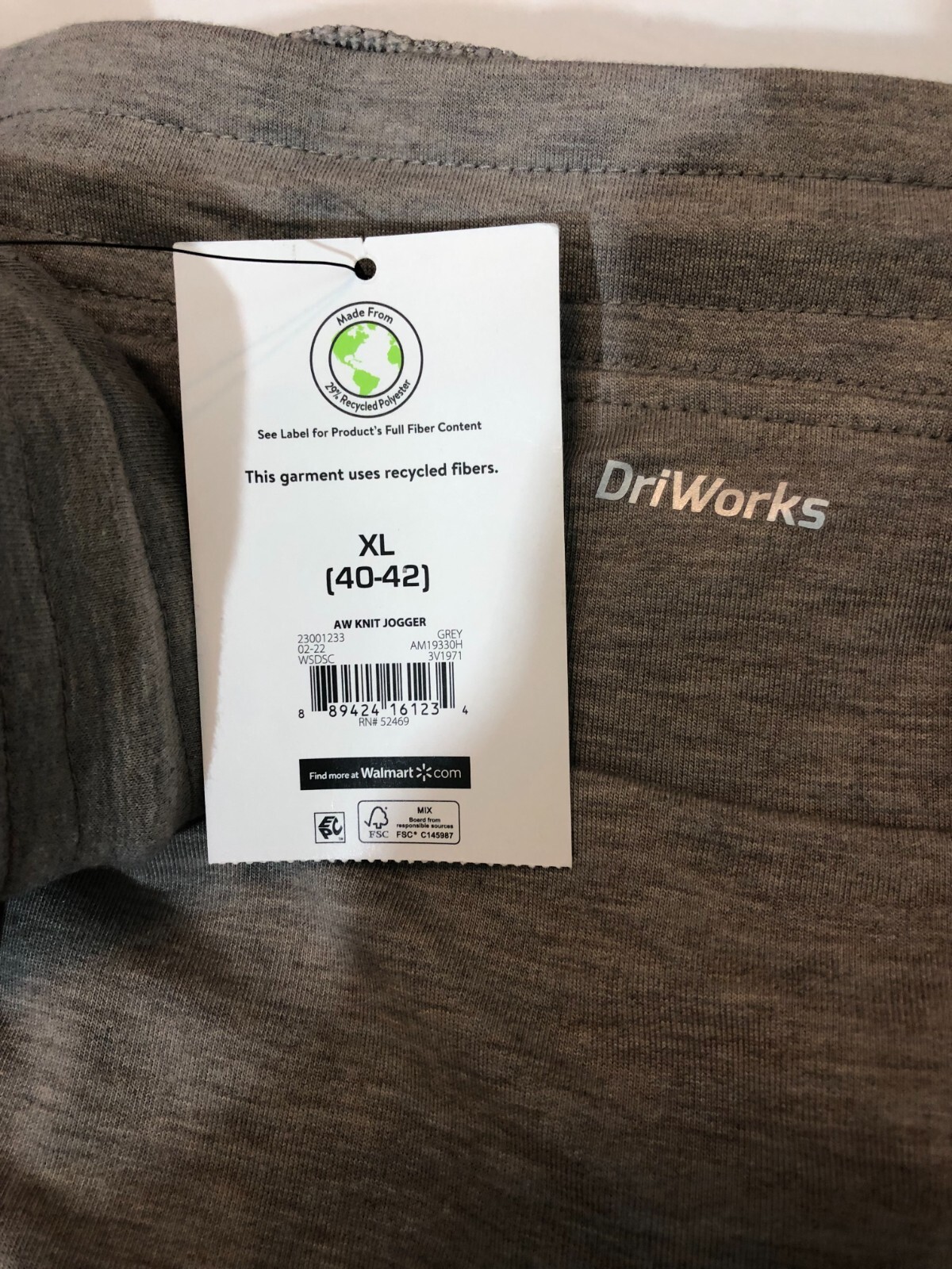 ATHLETIC WORKS Men's Gray Knit DriWorks Moisture Wicking Jogger Pants