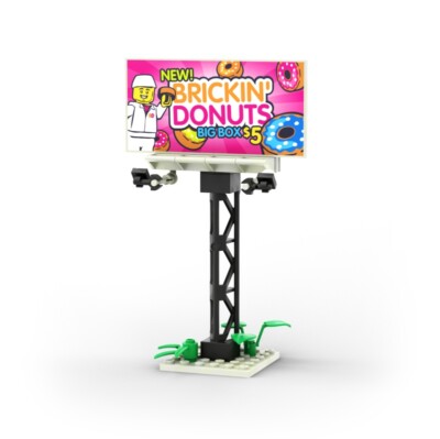Brickin' Donuts Billboard   STICKER fit for building blocks tiles /10483