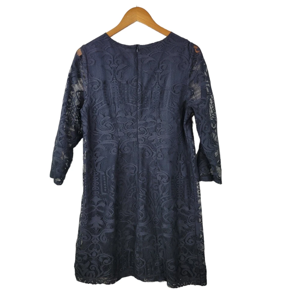 Vestido AGB Talla 14 Fiesta Encaje Gótico Alt Forrado Negro LBD Mujer Manga Larga Clásico Foto 4 de 4