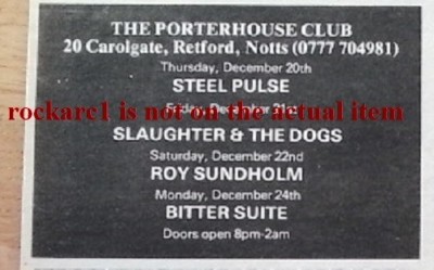 STEEL PULSE UK TIMELINE Advert - Porterhouse Club 20-Dec-1979 2x3 inches