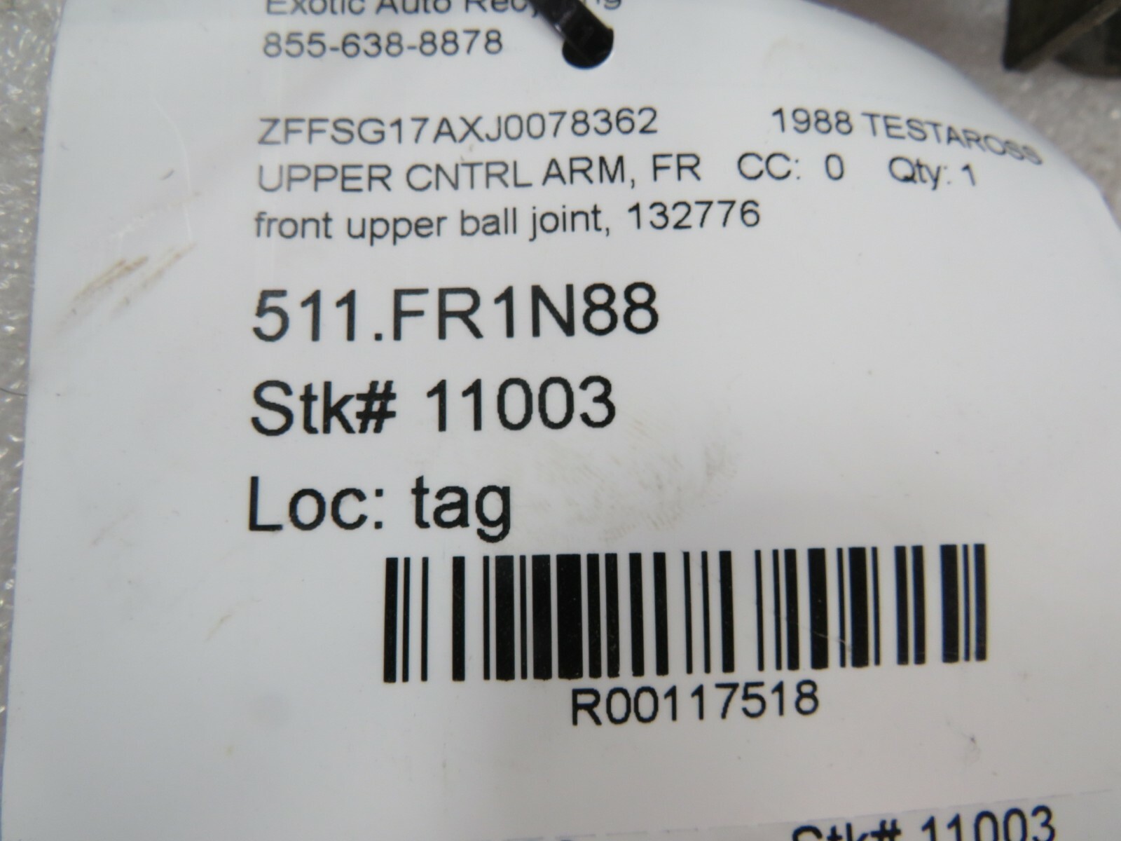 Ferrari Testarossa, Front Upper Ball Joint, Used, P/N 132776