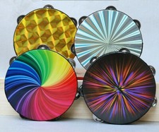 Tambourine Reflective Laser Double Row Metal Jingle Wood Frame Construction