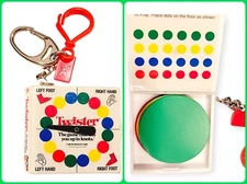 Twister Game Keychain Vintage 90s Hasbro Board Dial Mini Dots, Bag Clip Keyring
