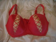 Fredericks of Hollywood underwire 34F pink lace up design bra
