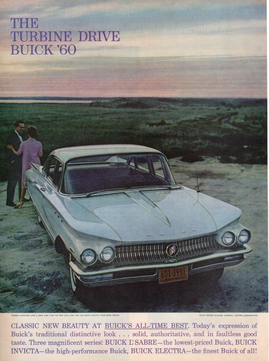 Vintage Print advertisement ad Car BUICK 1960 Invicta four door