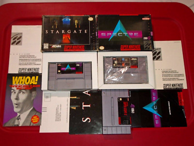 SNES Shooter Lot Spectre CIB Stargate Box Poster Inserts Super Scope 6 Cart