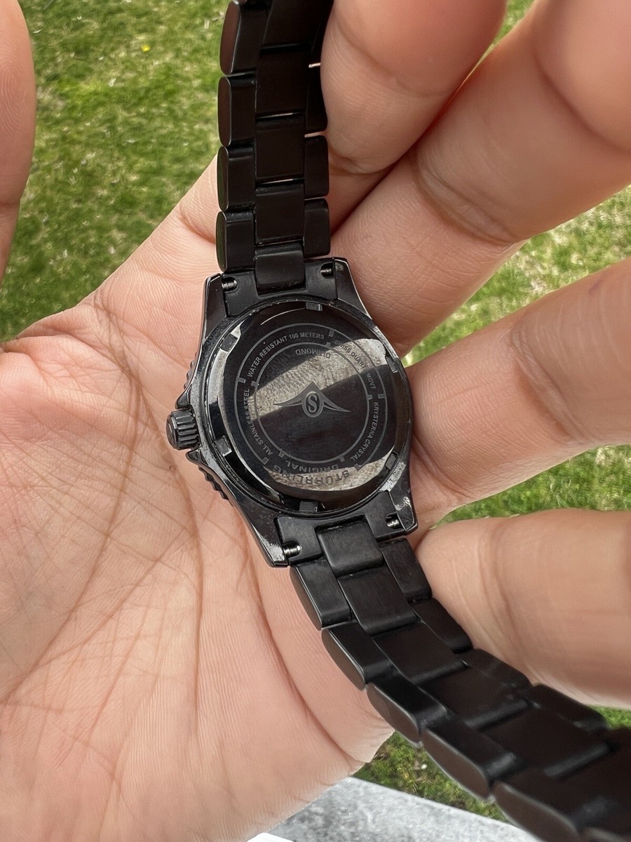 New STUHRLING Watch Black Face Diamond Stud Black Mesh Band NWOT without tags Stuhrling Chronoport 4082 Men s Quartz Chronograph Watch  main image 2