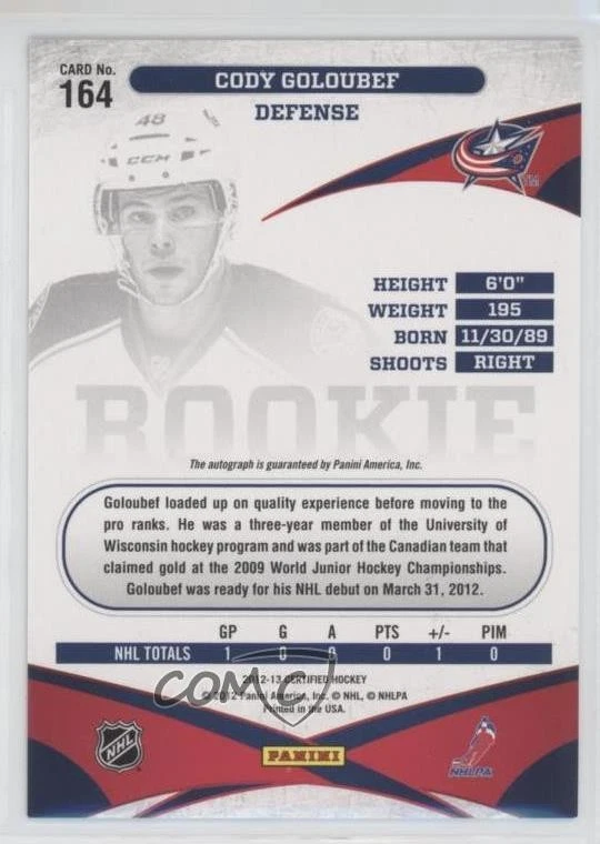2012 Certified Freshman Signatures Mirror Red /199 Cody Goloubef Rookie Auto RC - Image 2 of 2