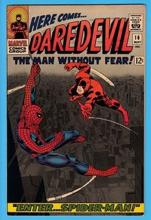 DAREDEVIL # 16 VFN (8.5) 1st ROMITA ART on SPIDER MAN_HIGH GRADE CENTS KEY_1966