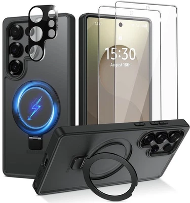 LONFEID Unsichtbarer Ständer Hülle für Samsung S25 S24 S23 Ultra Magnetischer + Hartglas
