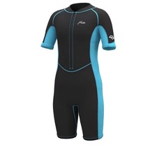 Hevto Kids Wetsuit 2mm Short Sleeve Shorty for Swimming Snorkeling, Blue, 12