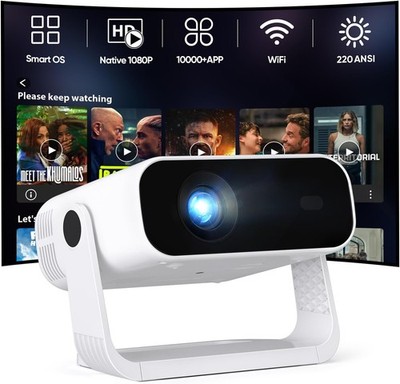 Mini Smart Projector 220 ANSI 1080P WiFi Bluetooth Auto Zoom