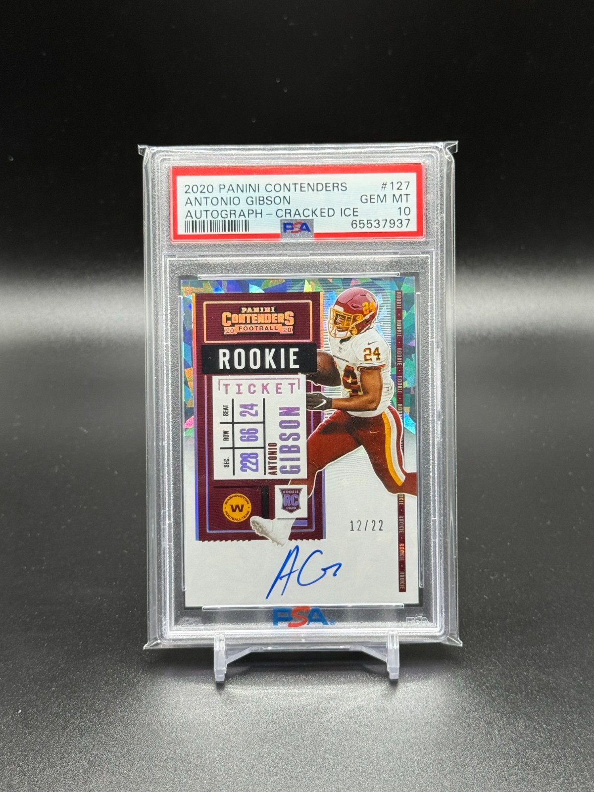 2020 Contenders Cracked Ice Auto #12/22 Antonio Gibson PSA 10