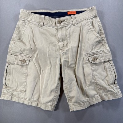 St. John's Bay Cargo Shorts Mens Stone Beige Comfort Stretch 32