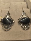 Vintage Earrings Dangle Sterling Silver with Oval Onyx Stones  Filigree 925 — photo 1