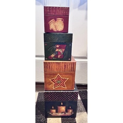 Vintage Bobs Boxes Winters Best Nesting Boxes Set of 4 Lang Lisa Kaus Snowman
