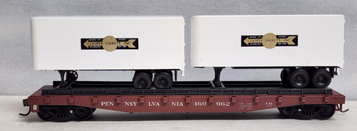Pennsylvania 50' Piggy Back Flat Cooper Jarrett con MTL Whls Kadee Athearn 1404 HO | Zustand: Used