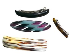 Vintage French Hair Barrette Clip Celluloid Lucite Acetate Tortoise Shell...