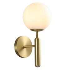 Wall Sconce Light Lamp GEMMA II , Modern Glass Globe Brass Wall Light Sconce