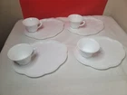 Set of 4 Milk Glass Snack/Luncheon Set Plate and Cup Indiana Glass Harvest Grape