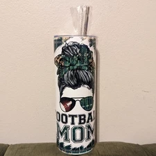 NWOB Football Mom Tumbler Stainless steel 20 oz with straw