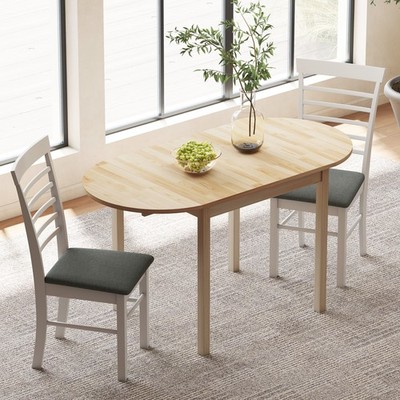 55'' Wood Kitchen Table, Drop Leaf Tables for Small Spaces, Natural