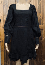 ASOS Design Boho Black Eyelet Lace Womens Dress Sz 8