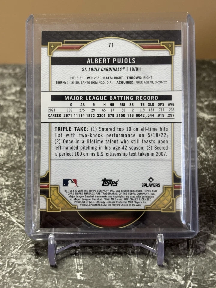 Albert Pujols 2022 Topps Triple Threads - #71 St. Louis Cardnials - Image 4 of 4