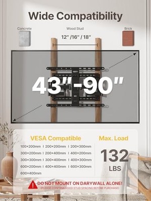 MONTEK ULTRA SLIM TV WALL MOUNT FOR 43-90 INCH TVS | 1.1'' THIN - BLACK