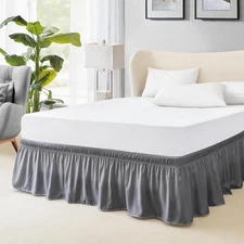 Twin Bed Skirt, Elastic Wrap Around Bed Skirt Twin Bed, Easy Fit with 15-Inch