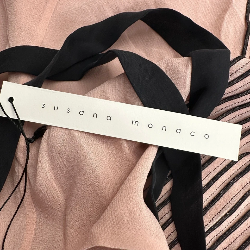 Vestido Susana Monaco Mujer Talla 4 Y2K Minimalista Rosa Sin Mangas Tirantes Indie Sleaze Foto 3 de 4