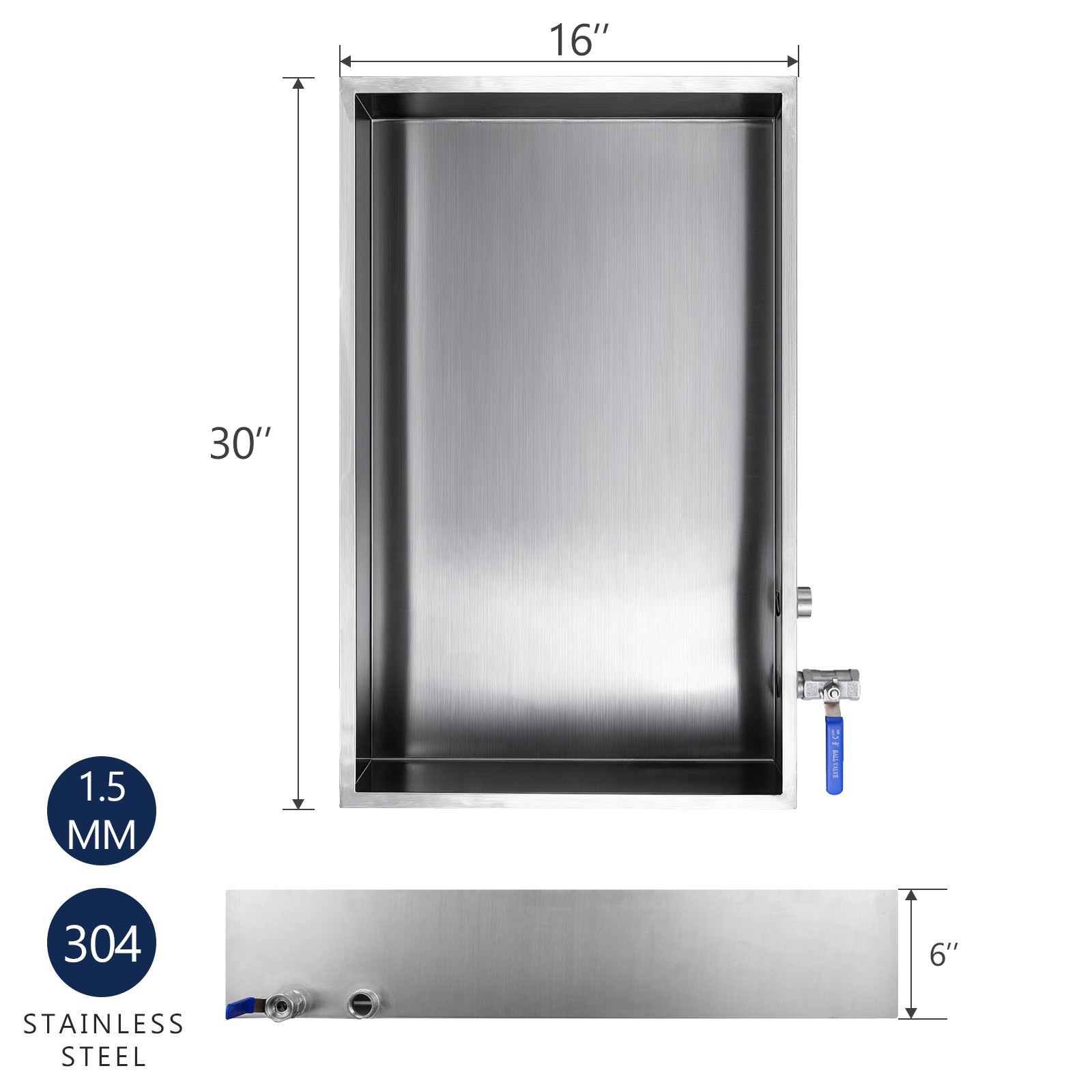 Marada Maple Syrup Evaporator Pan 304 Stainless Steel with a Valve Two Interface