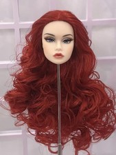 OOAK Reroot Repaint Poppy Parker Cream Skin Doll Head Red Long Wavy