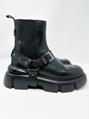 Karl Lagerfeld Men's Side Zip Pull On Chelsea Buckle Boots 9 US / 42 EU $395