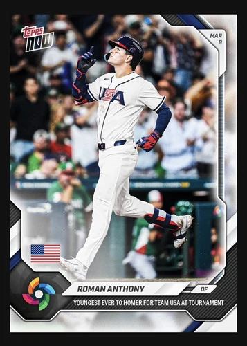 Roman Anthony 2026 WBC Topps NOW- Card 21 Youngest Ever to Homer for USA IN HAND